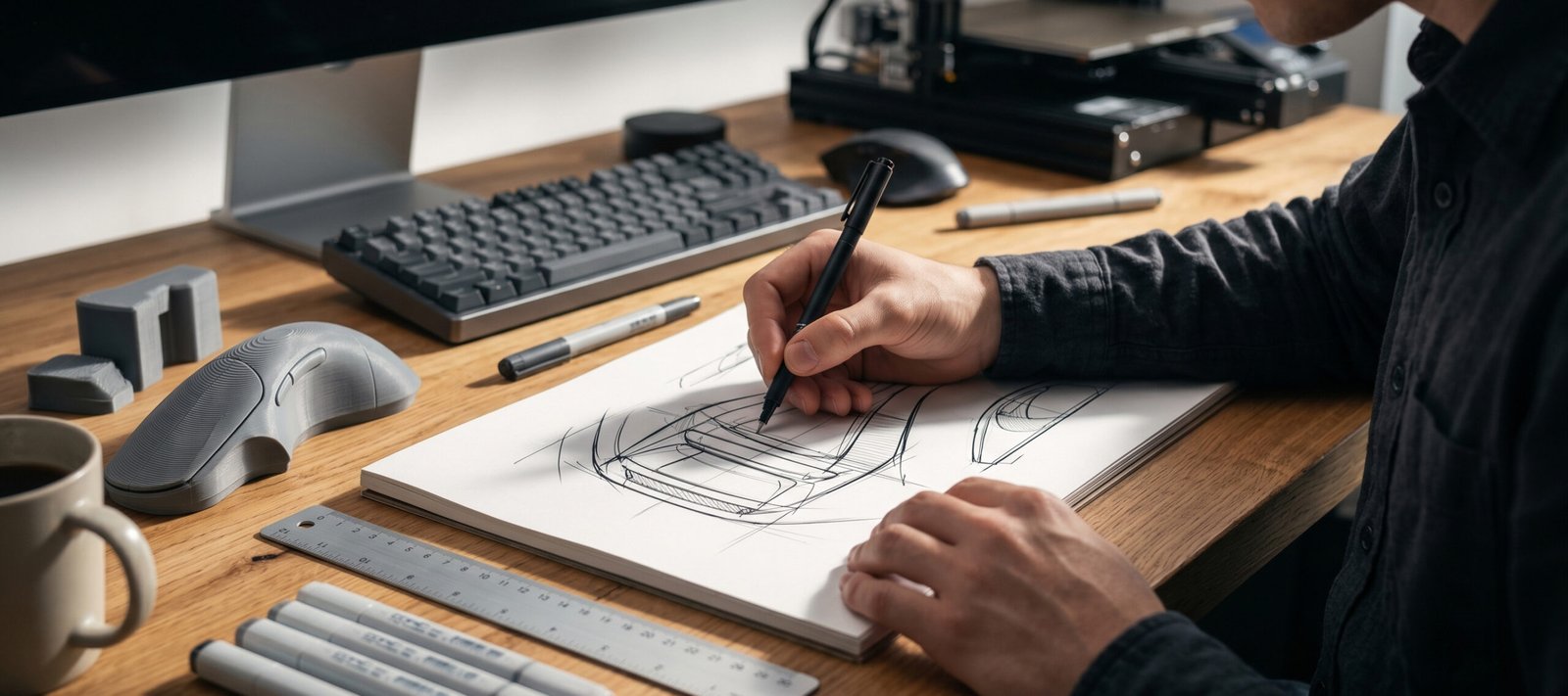 Design student sketching
